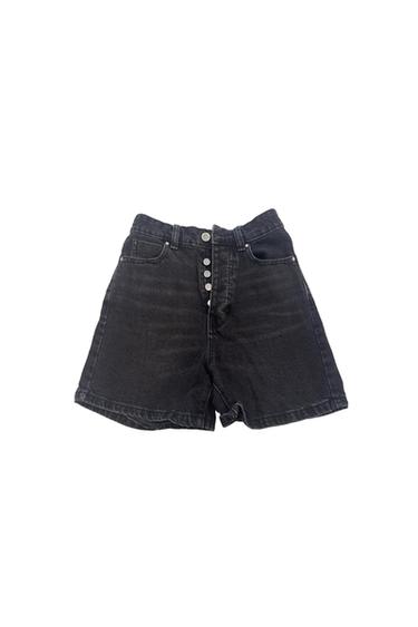 BUTTON FLY BLACK DENIM SHORTS