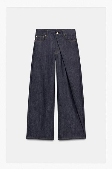 JEANS ZW COLLECTION RELAXED PLEAT MID-WAIST - Blue by Zara