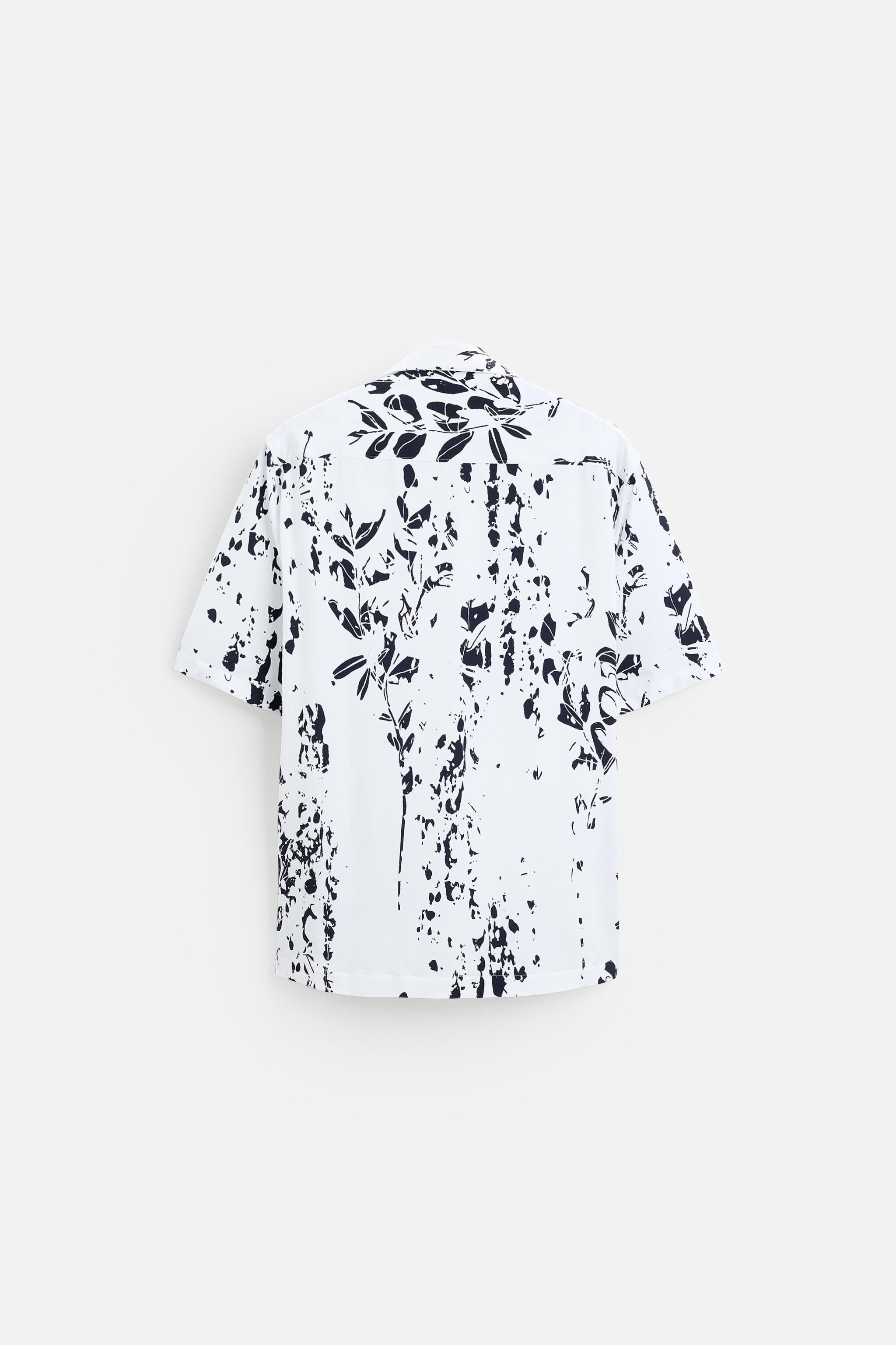 送関込み★ZARA(ザラ)★モノトーン柄プリント ストレッチシャツ org.jpg