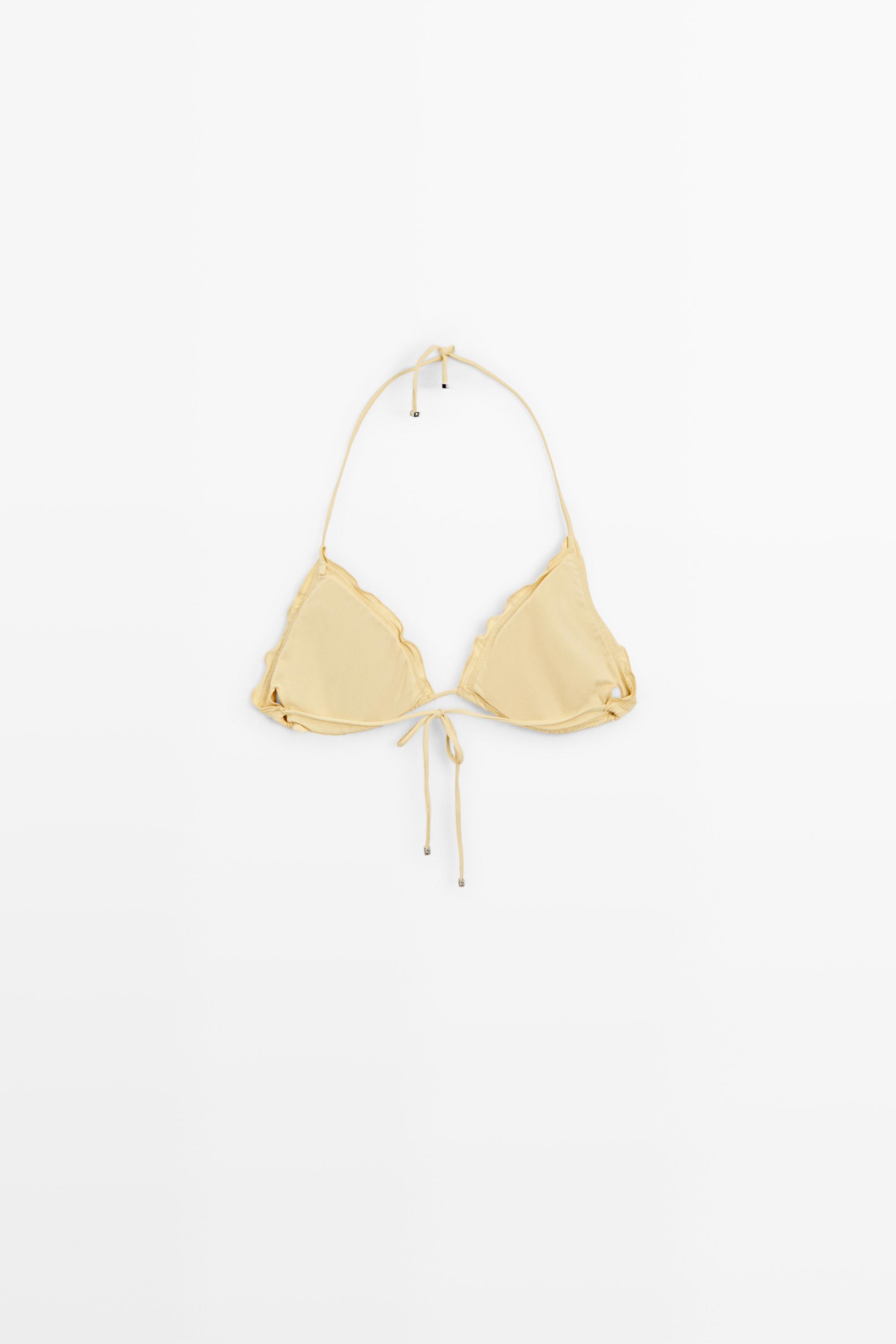 Ruffled triangle bikini top