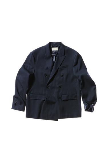 Zara DOUBLE BREASTED PINSTRIPE SUIT JACKET - Striped