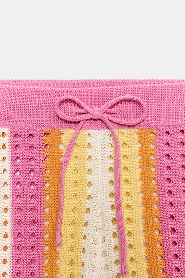 STRIPED CUTWORK KNIT SHORTS - Multicoloured by Zara - Image 8