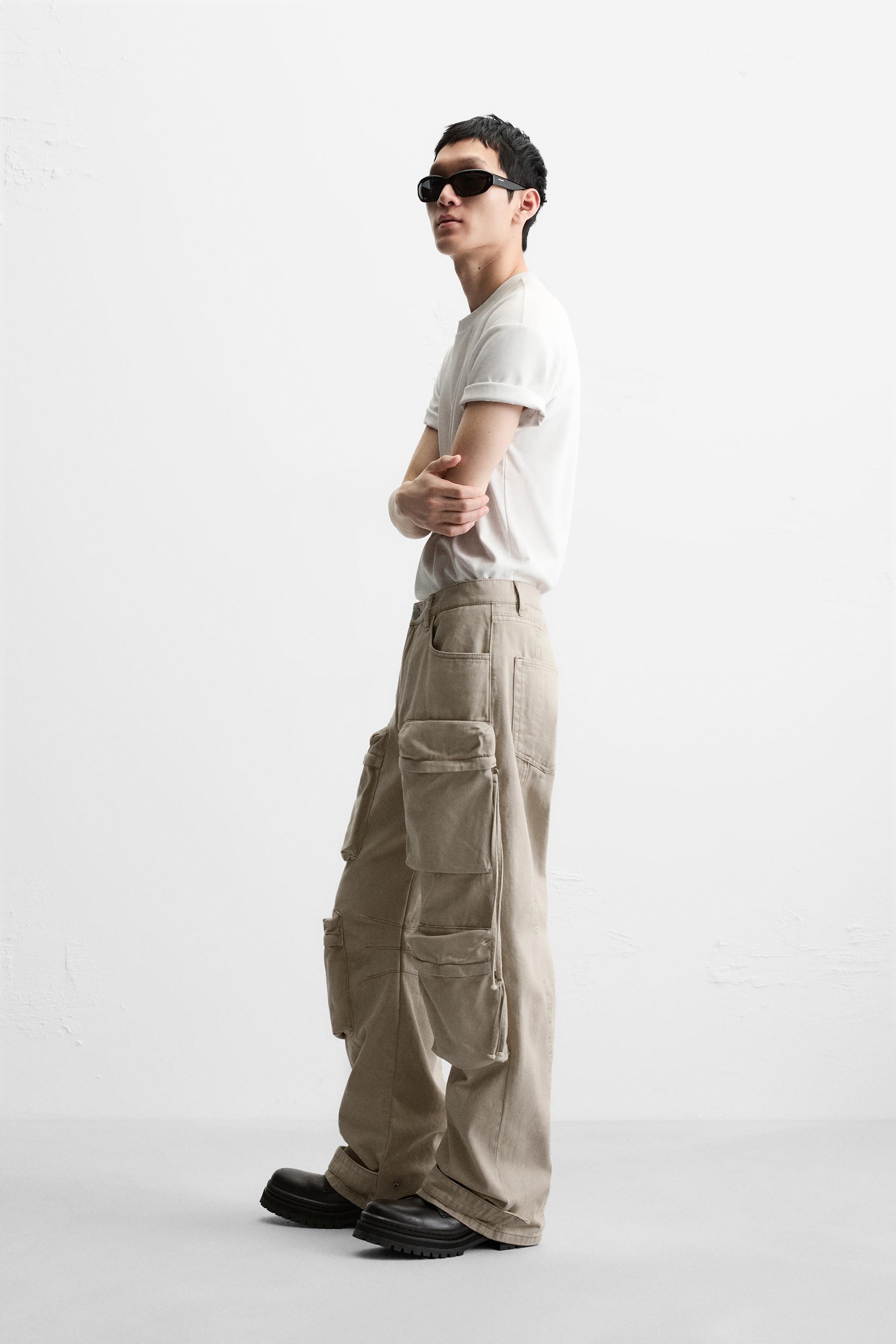 POCKET DENIM CARGO PANTS - Green | ZARA United States