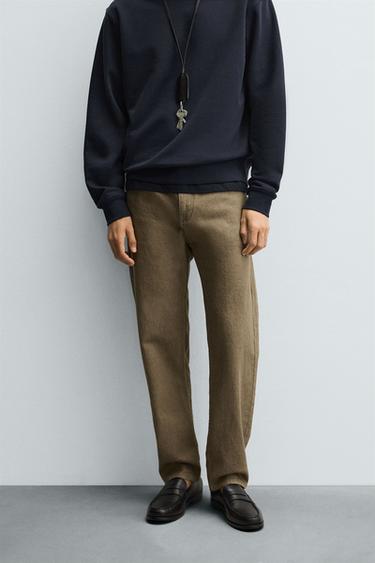 PANTALON REGULAR FIT COTON - Marron clair de Zara - Image 1