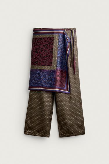 Zara LIMITED EDITION MIXED PRINT SARONG PANTS - Printed