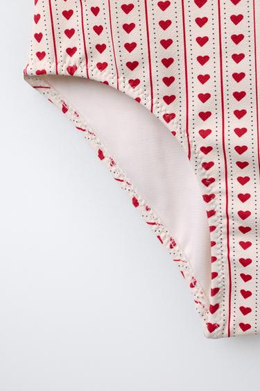 6-14 ANS/ MAILLOT DE BAIN VOLANT CŒURS - Rouge de Zara - Image 3