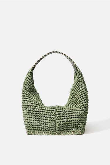Zara BRAIDED BODY MINI BAG - Green