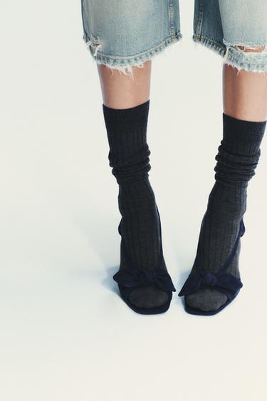 SUEDE BOW HIGH-HEEL SANDALS - Blue by Zara - Image 1