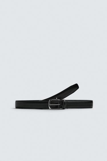 LEATHER BELT WITH PLATE BUCKLE - Black by Zara