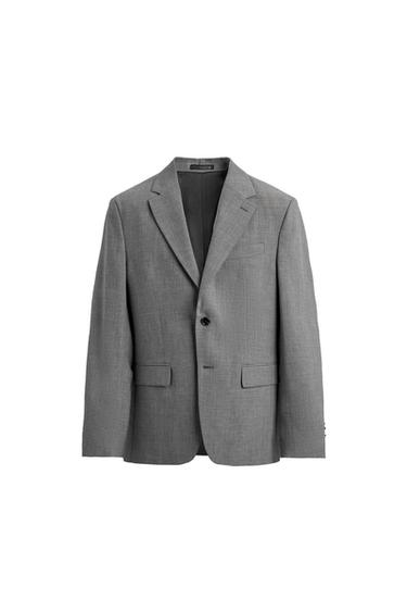 SLIM FIT TEXTURED SUIT BLAZER - Grey by Zara