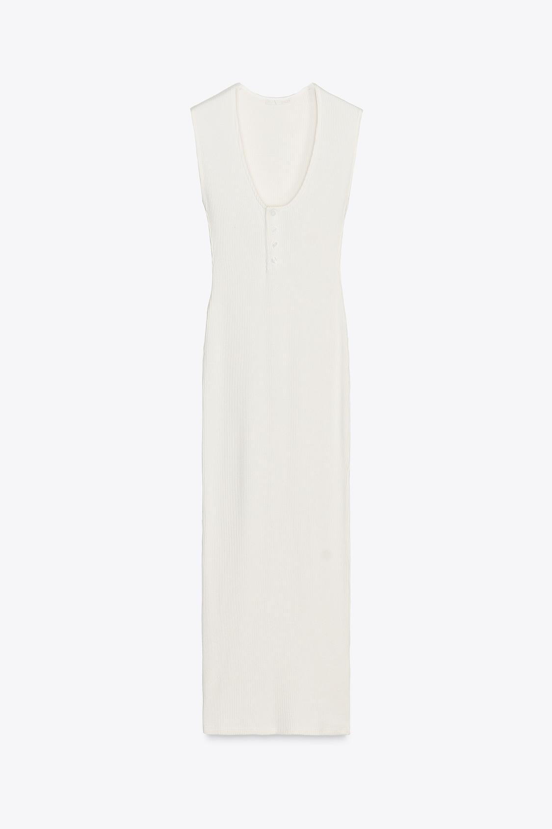 RIBBED MIDI BUTTON DRESS