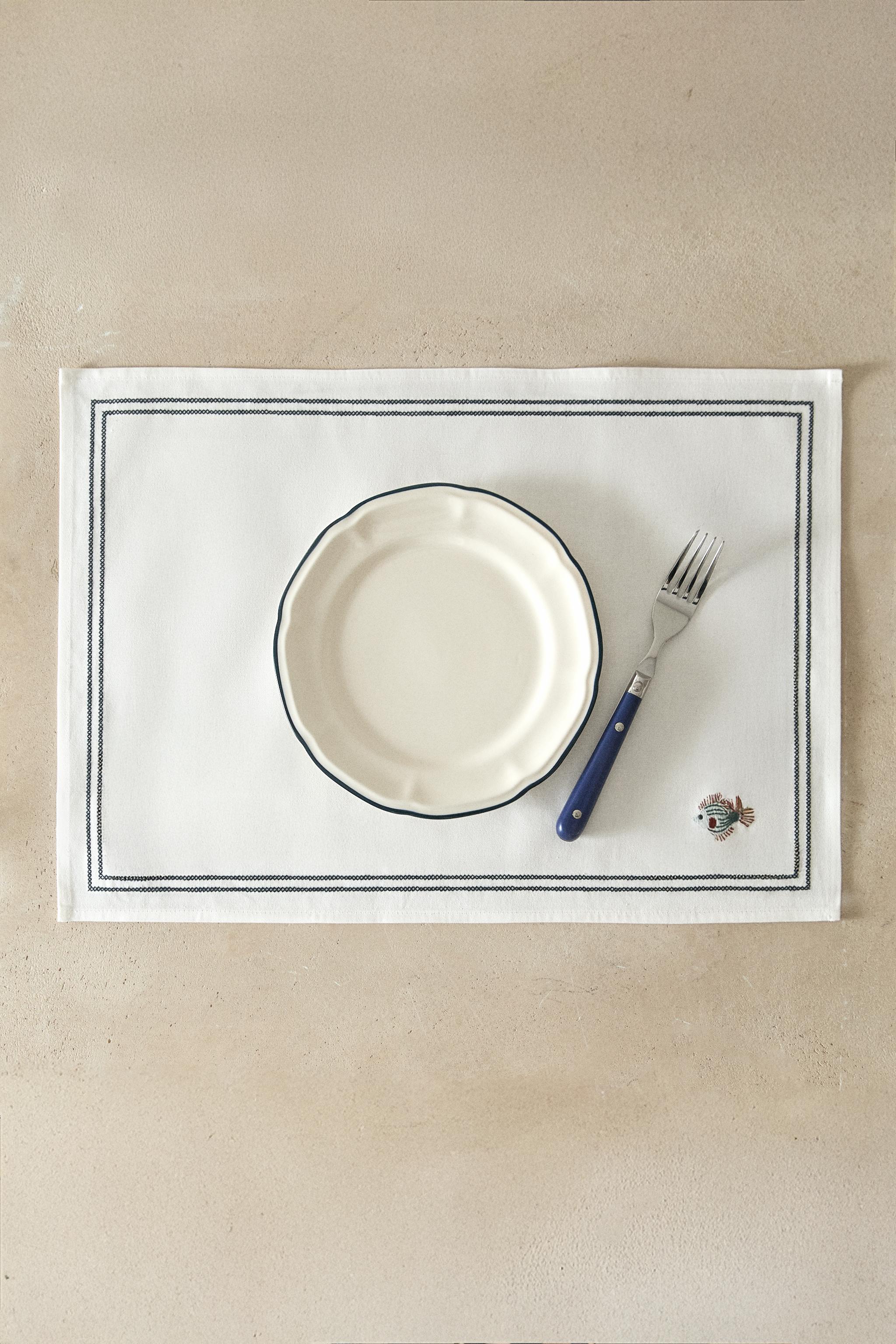 SET DE TABLE  BRODERIE POISSON