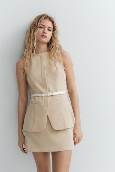 BELTED MINI DRESS - Beige by Zara