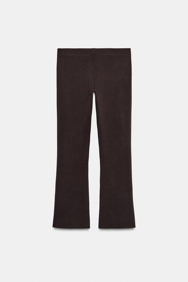 PANTALON DROIT EN MAILLE - Chocolat de Zara - Image 5
