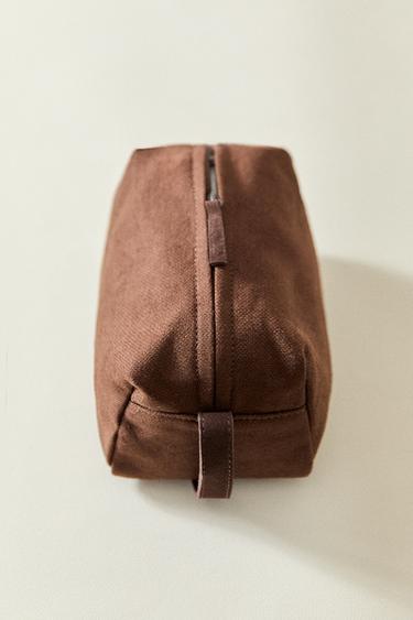 MEDIUM CANVAS WASH BAG - Brown by Zara