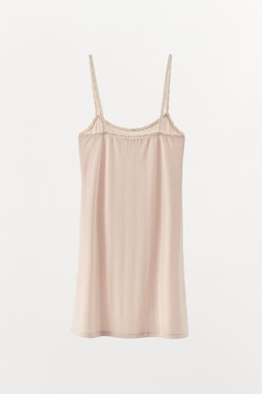 POINTELLE LACE TRIM DRESS - Pale pink by Zara - Image 3