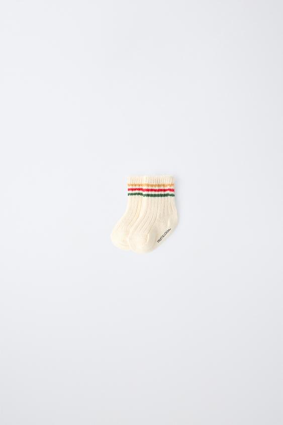MID-LENGTH STRIPED SOCKS WITH WOOL FRUIT OF THE LOOM™ - Ecru de Zara - Imagen 0