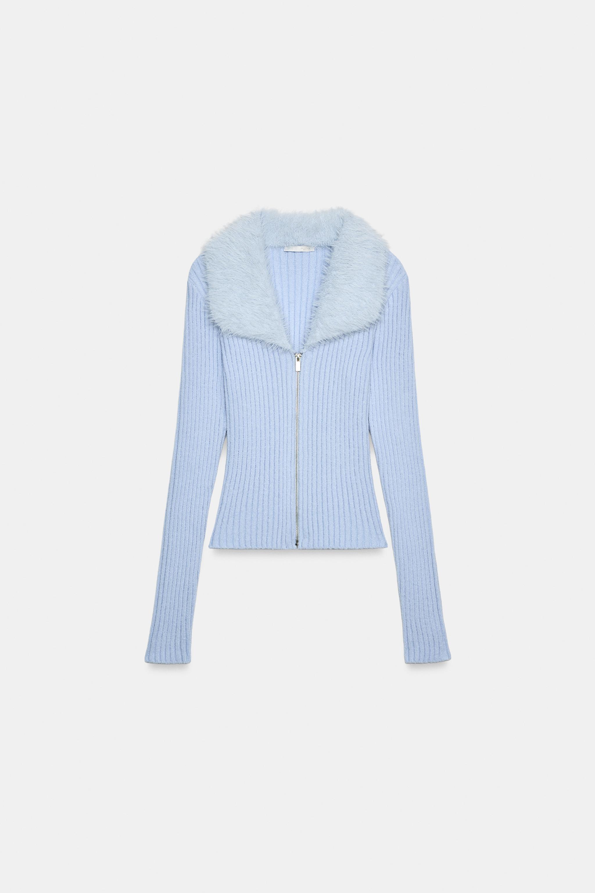 FAUX FUR EFFECT COLLAR TOP
