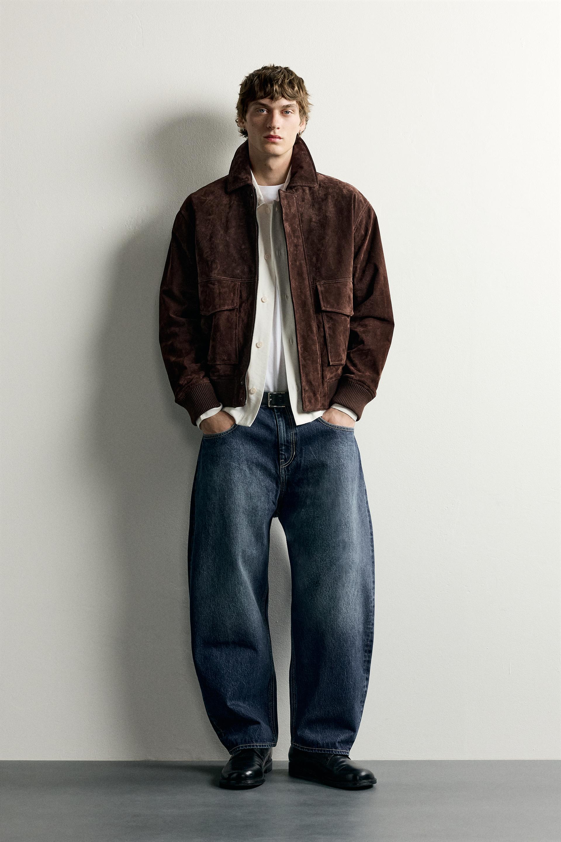 Suede Leather Jacket With Pockets