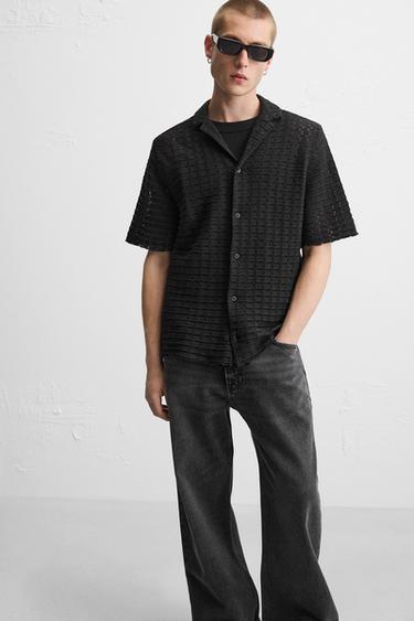 TEXTURED WEAVE KNIT SHIRT - Black by Zara - Image 5