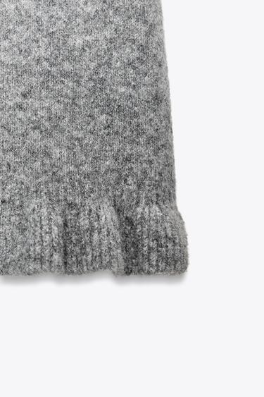 KNITTED SHORT SLEEVE SWEATER WITH RUFFLES - Grey by Zara - Image 4