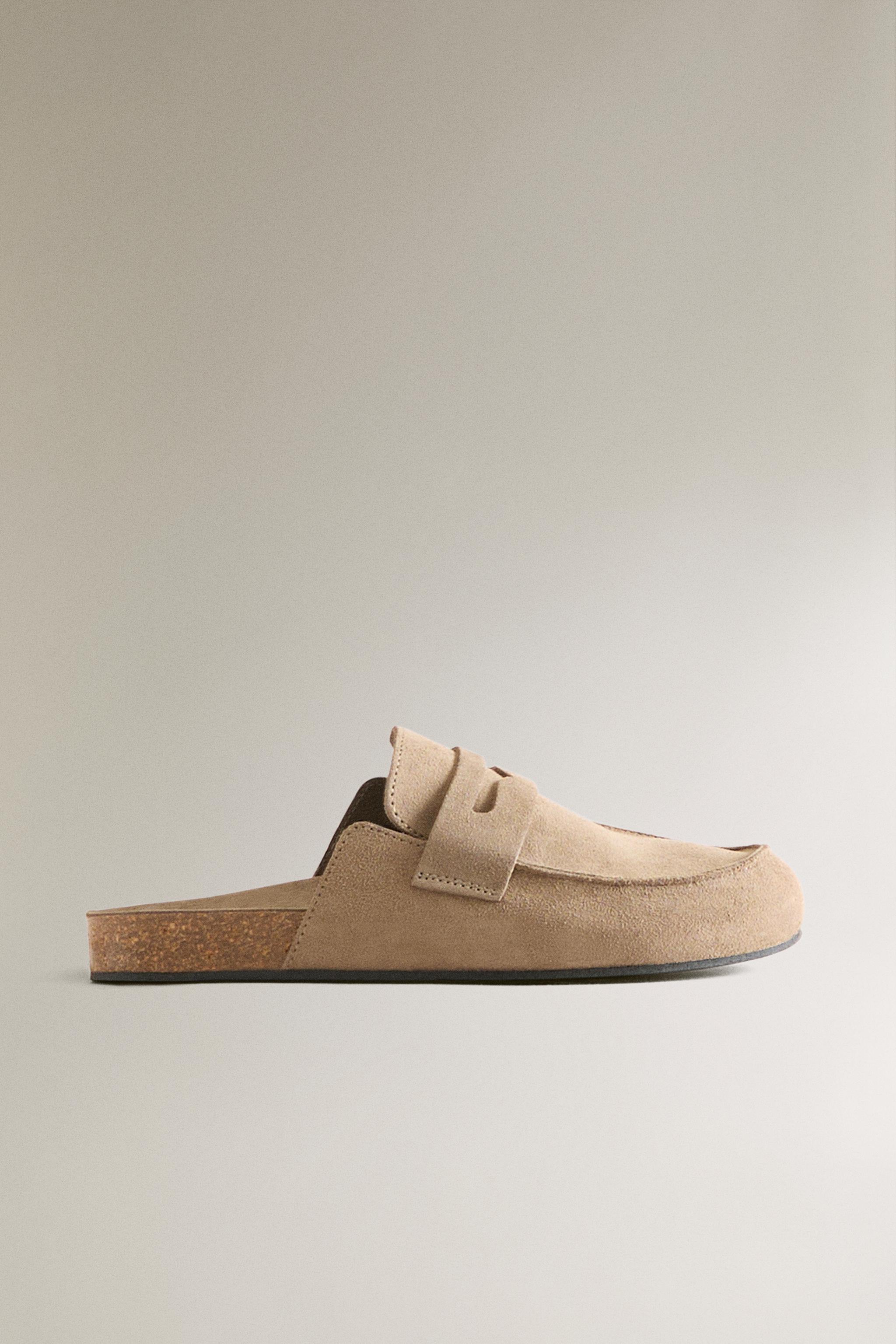 LEATHER MULE CLOG SLIPPERS WITH EYE MASK DETAIL