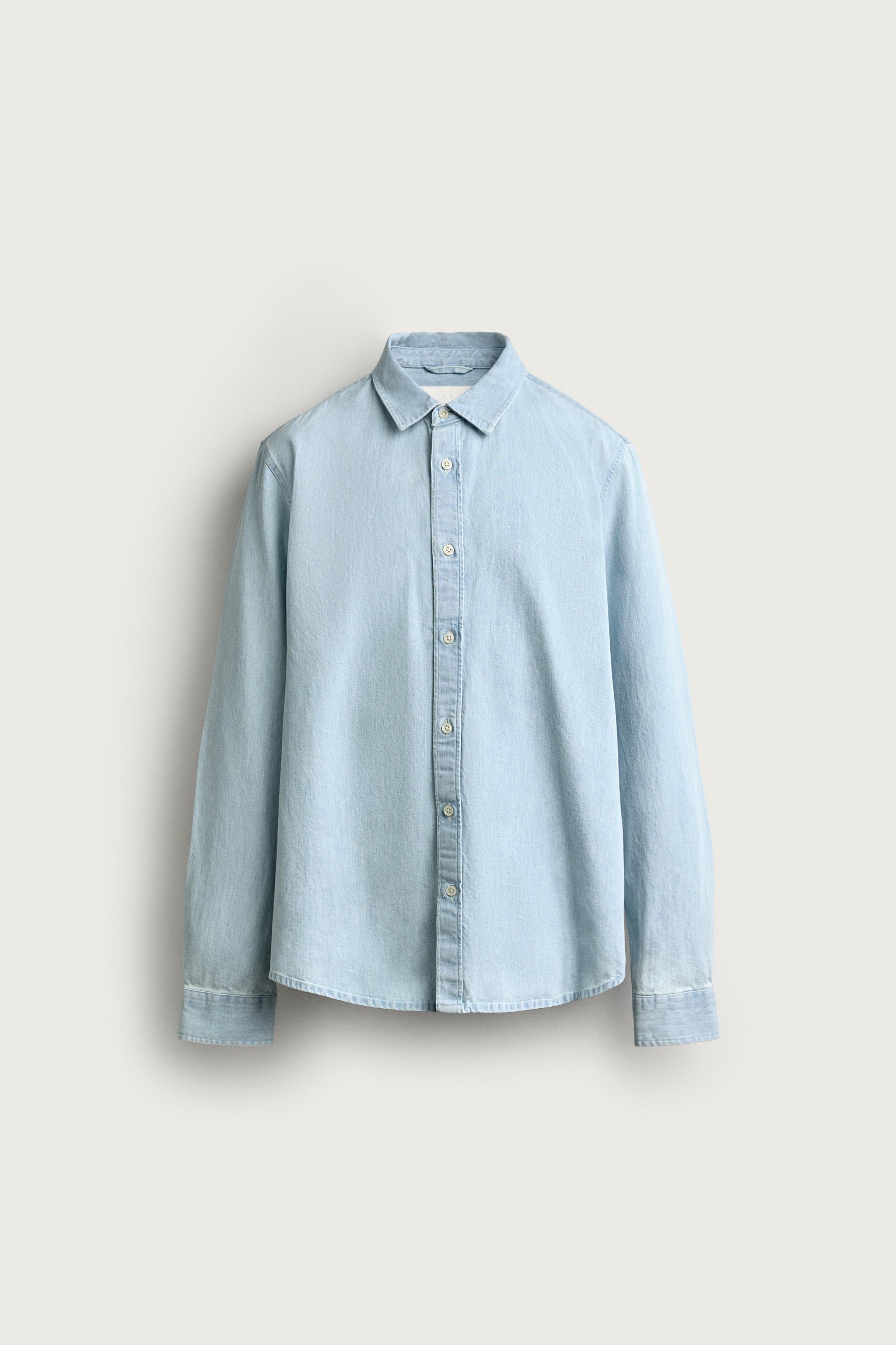 REGULAR FIT DENIM SHIRT — Sky blue