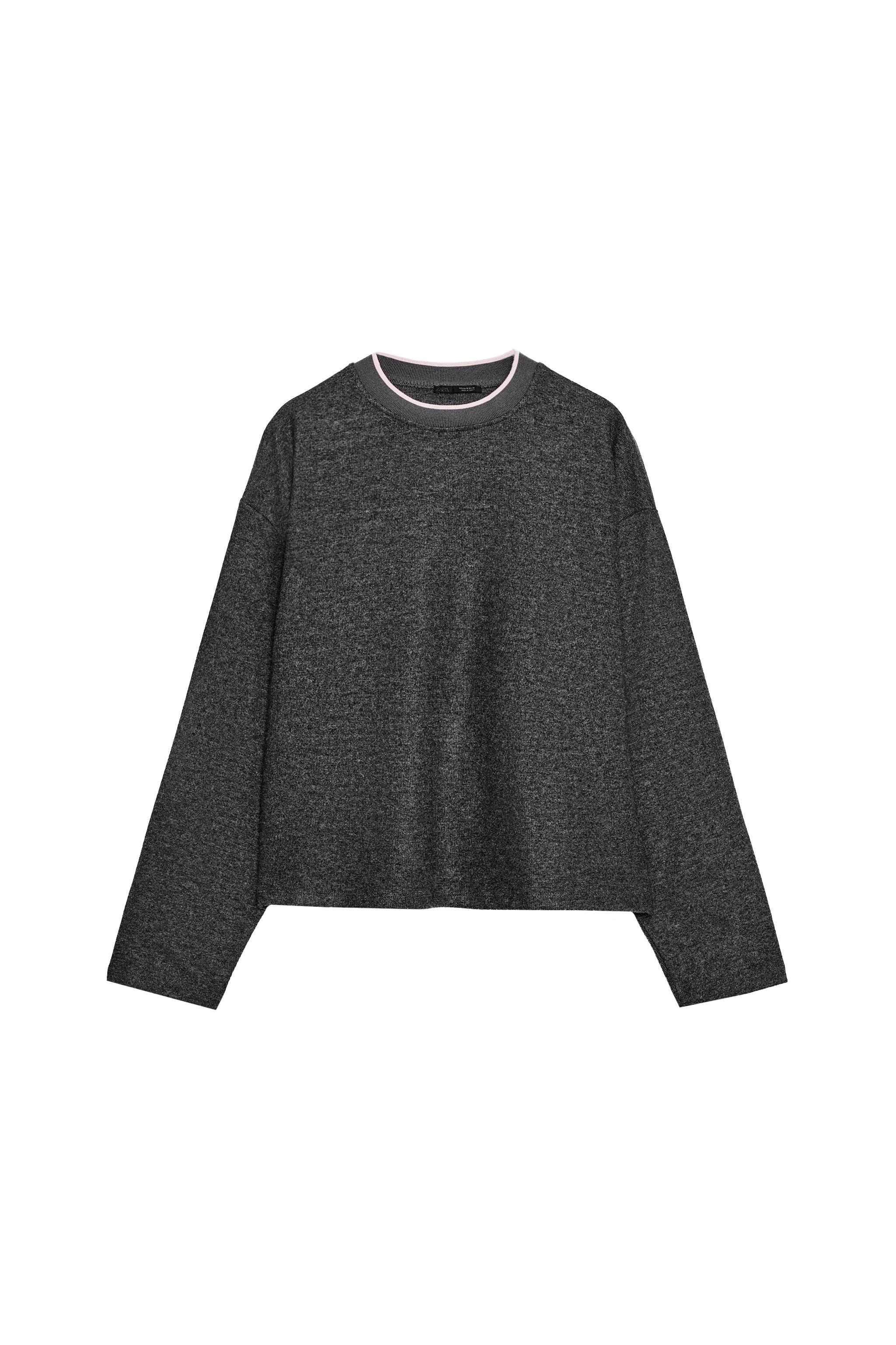 SOFT CONTRAST-STRIPE SWEATSHIRT