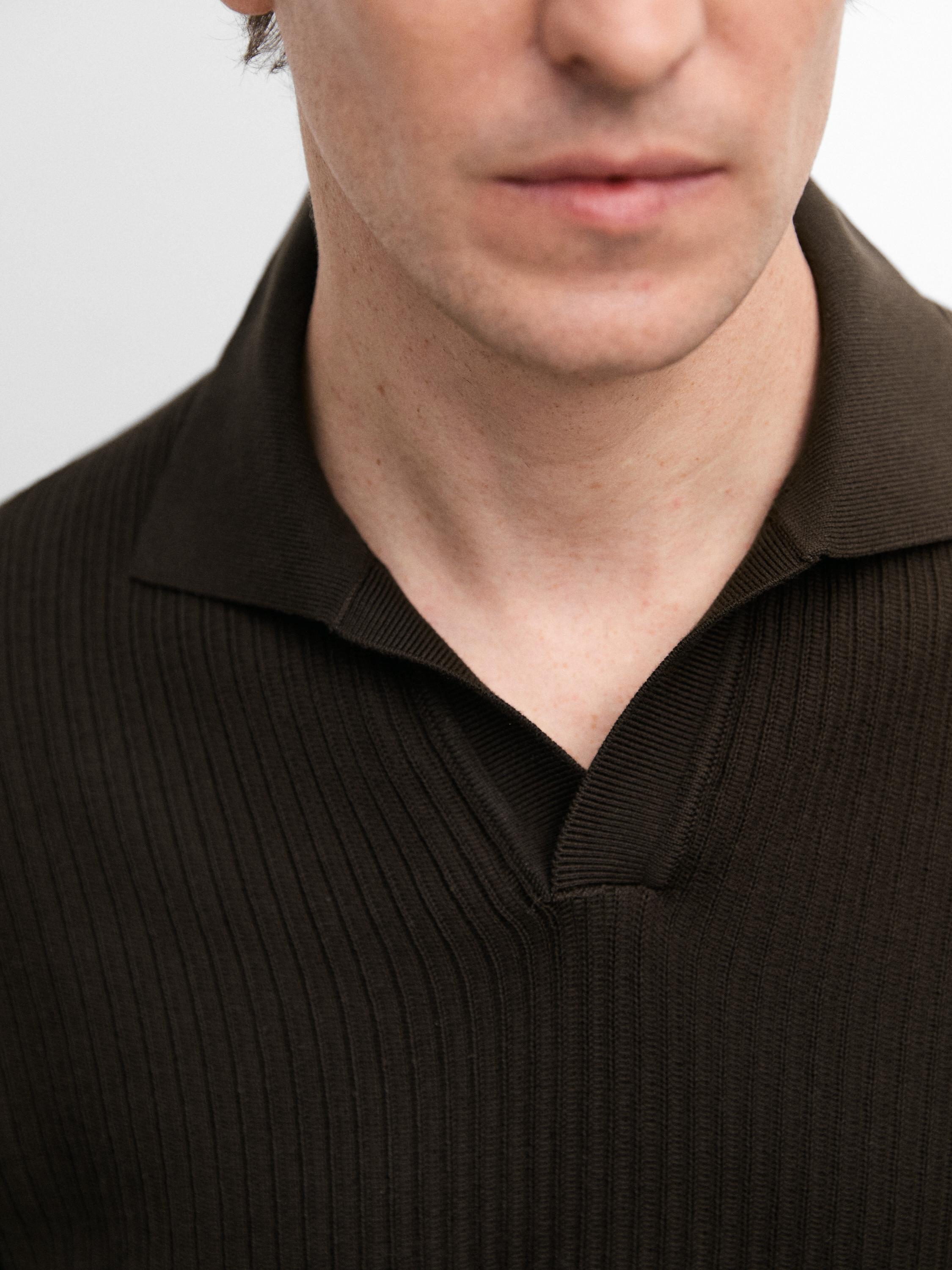 Regular fit cotton knit polo shirt