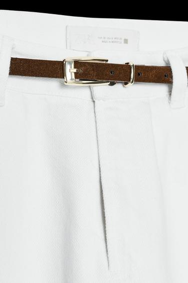 JEANS Z1975 90'S STRAIGHT TIRO ALTO CINTURÓN - Blanco de Zara