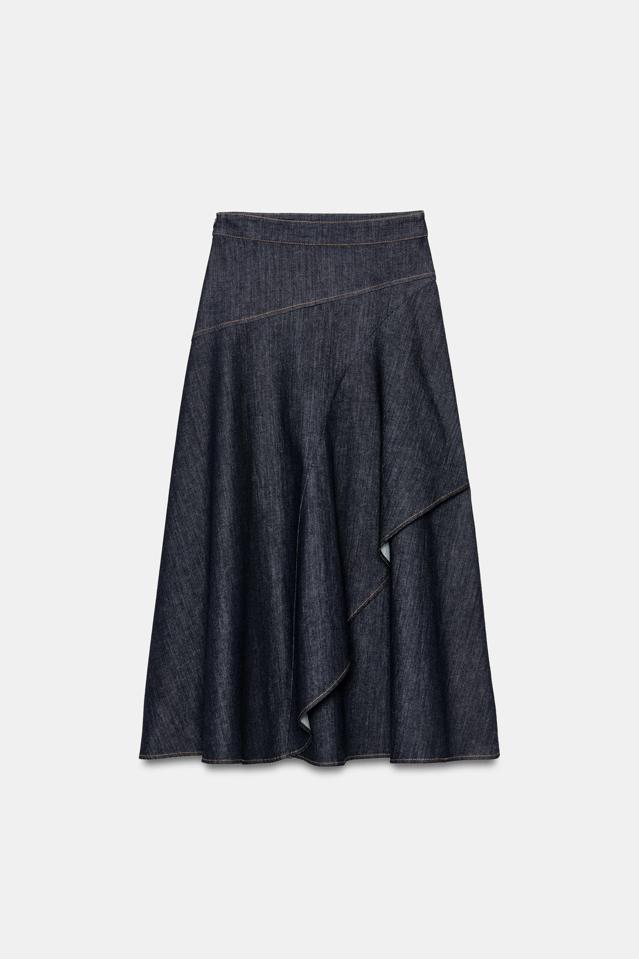 Z1975 RUFFLE DENIM MIDI SKIRT