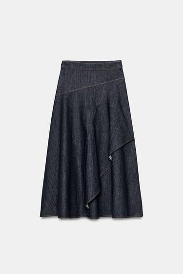 Z1975 LAYERED DENIM MIDI SKIRT WITH RUFFLE - Blue by Zara - Image 6