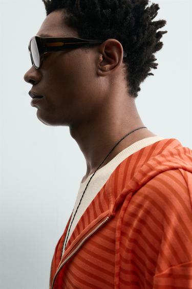 STRIPED HOODIE - Orange by Zara - Image 4