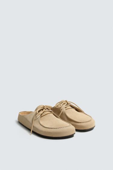 LEATHER CLOGS - Beige by Zara
