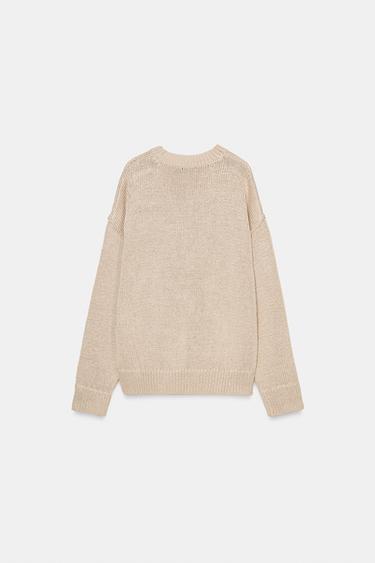 Zara CHUNKY KNIT JUMPER - Beige