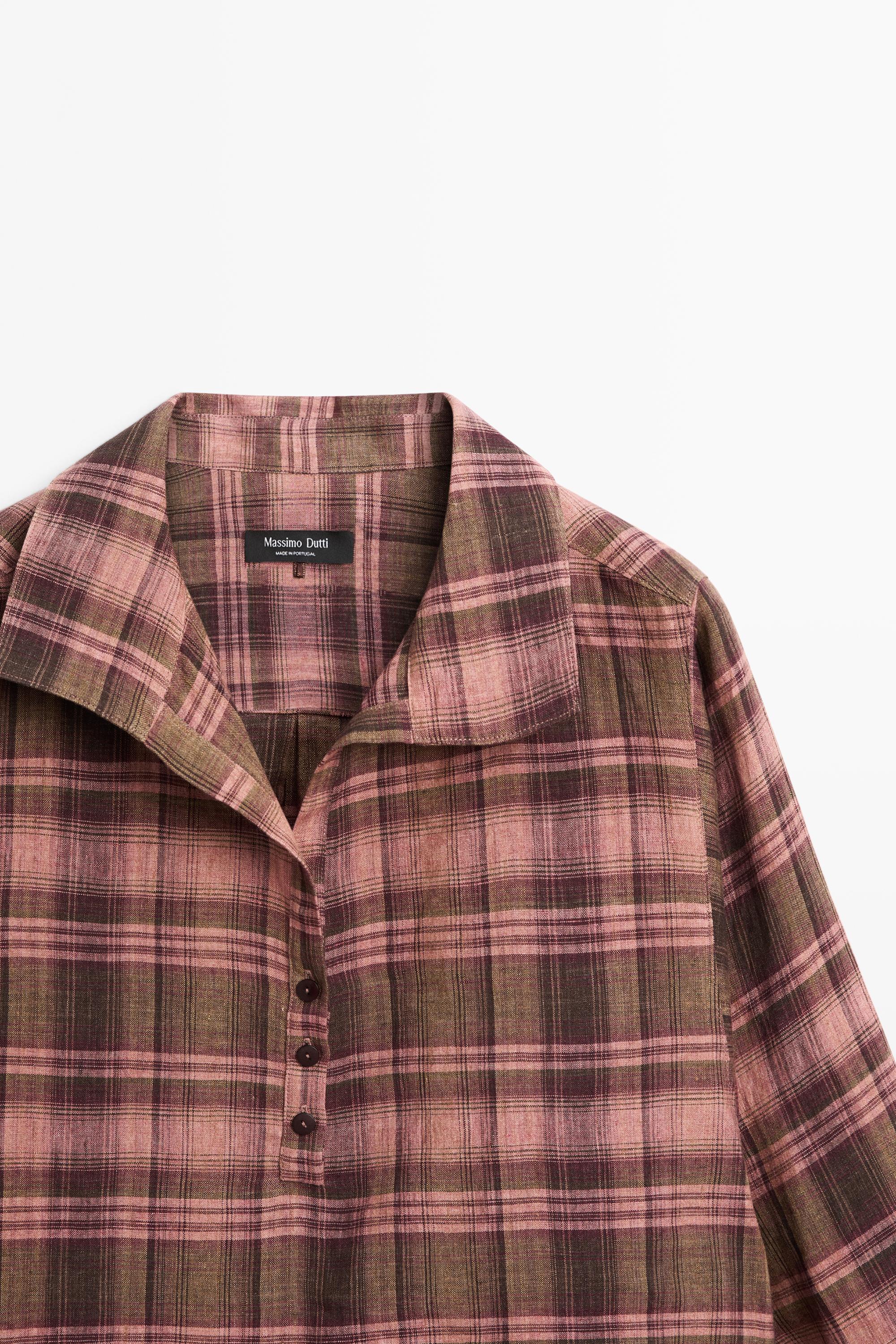 Flowing 100% linen check shirt