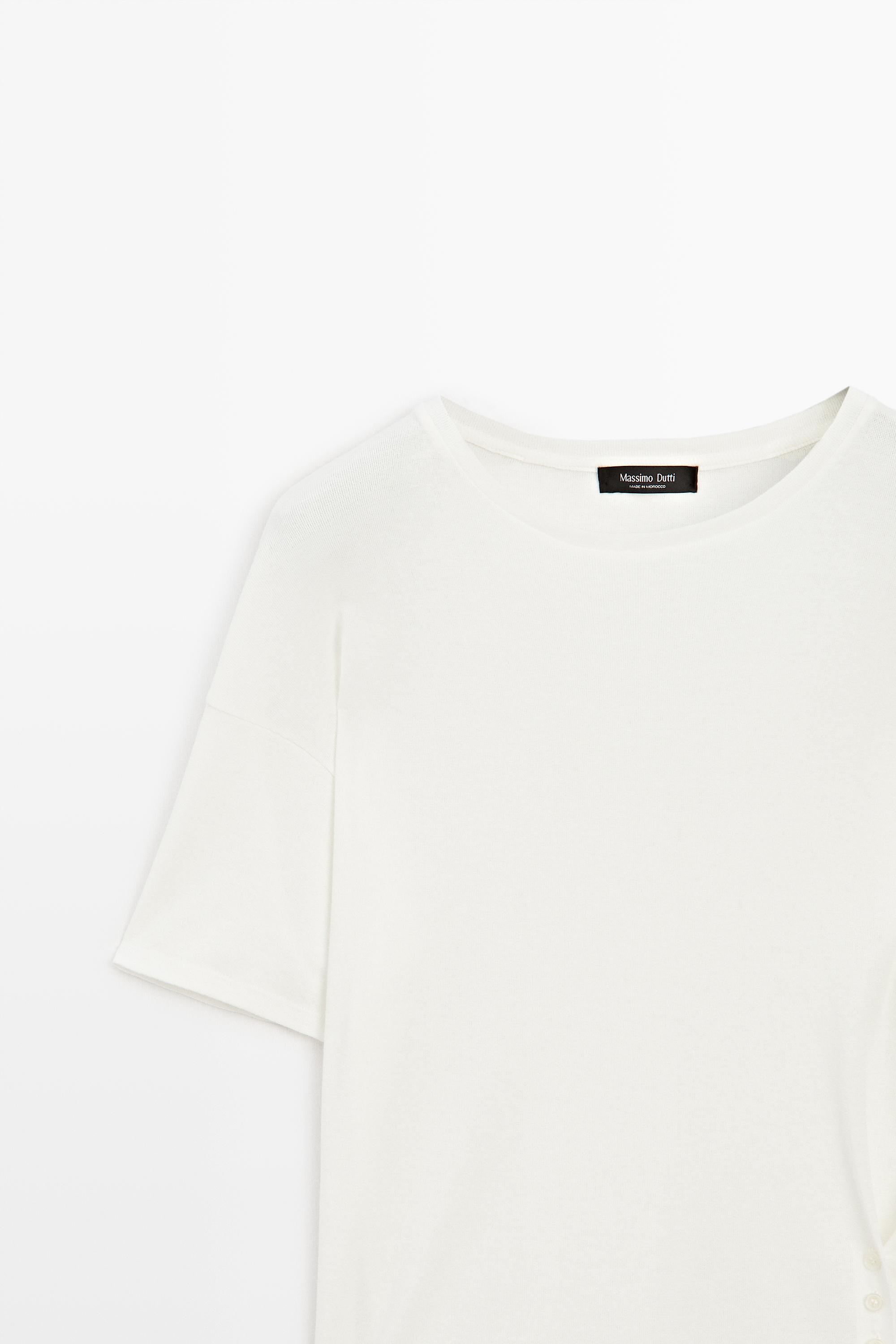 Button-detail short sleeve T-shirt