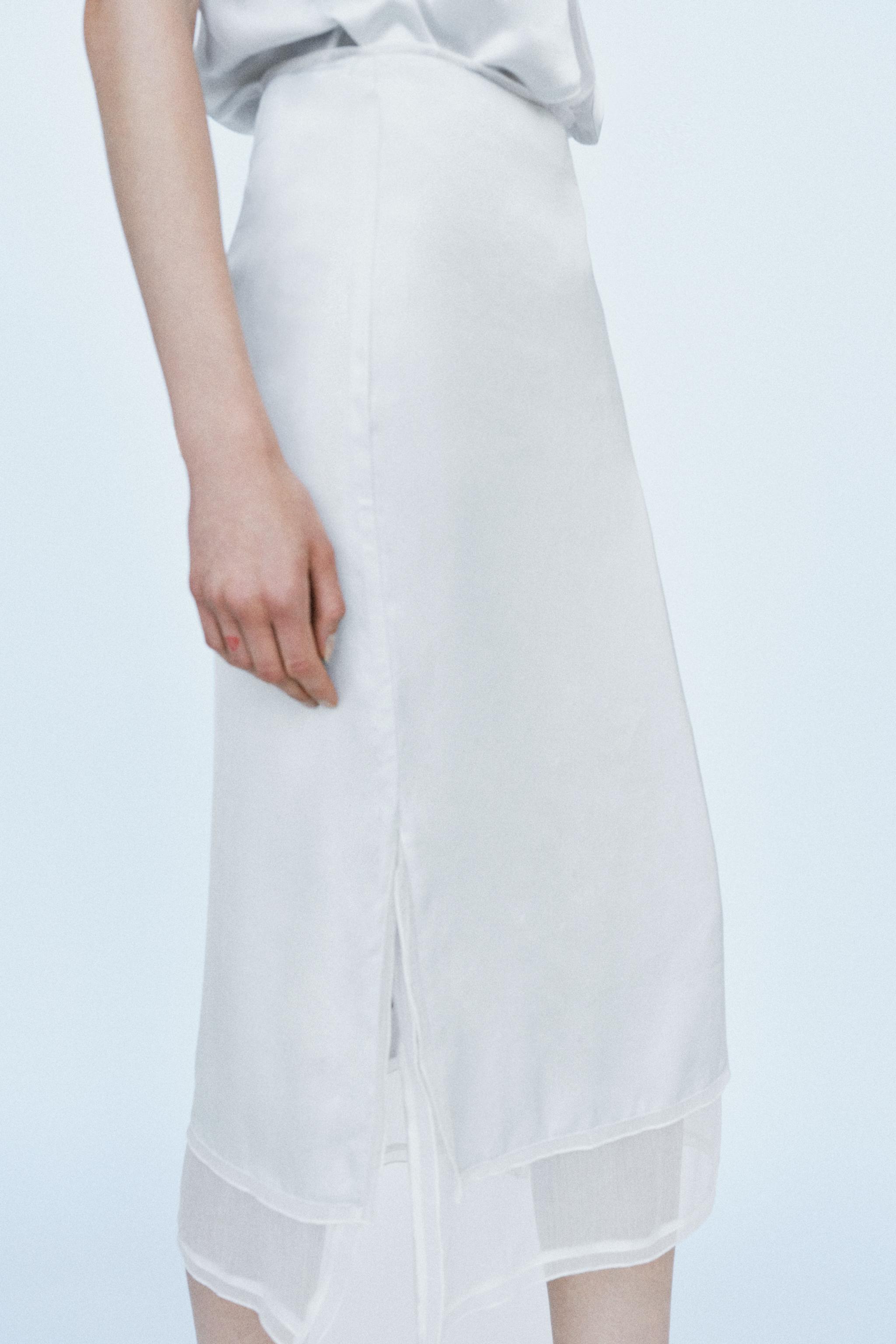 COMBINED SATIN MIDI SKIRT