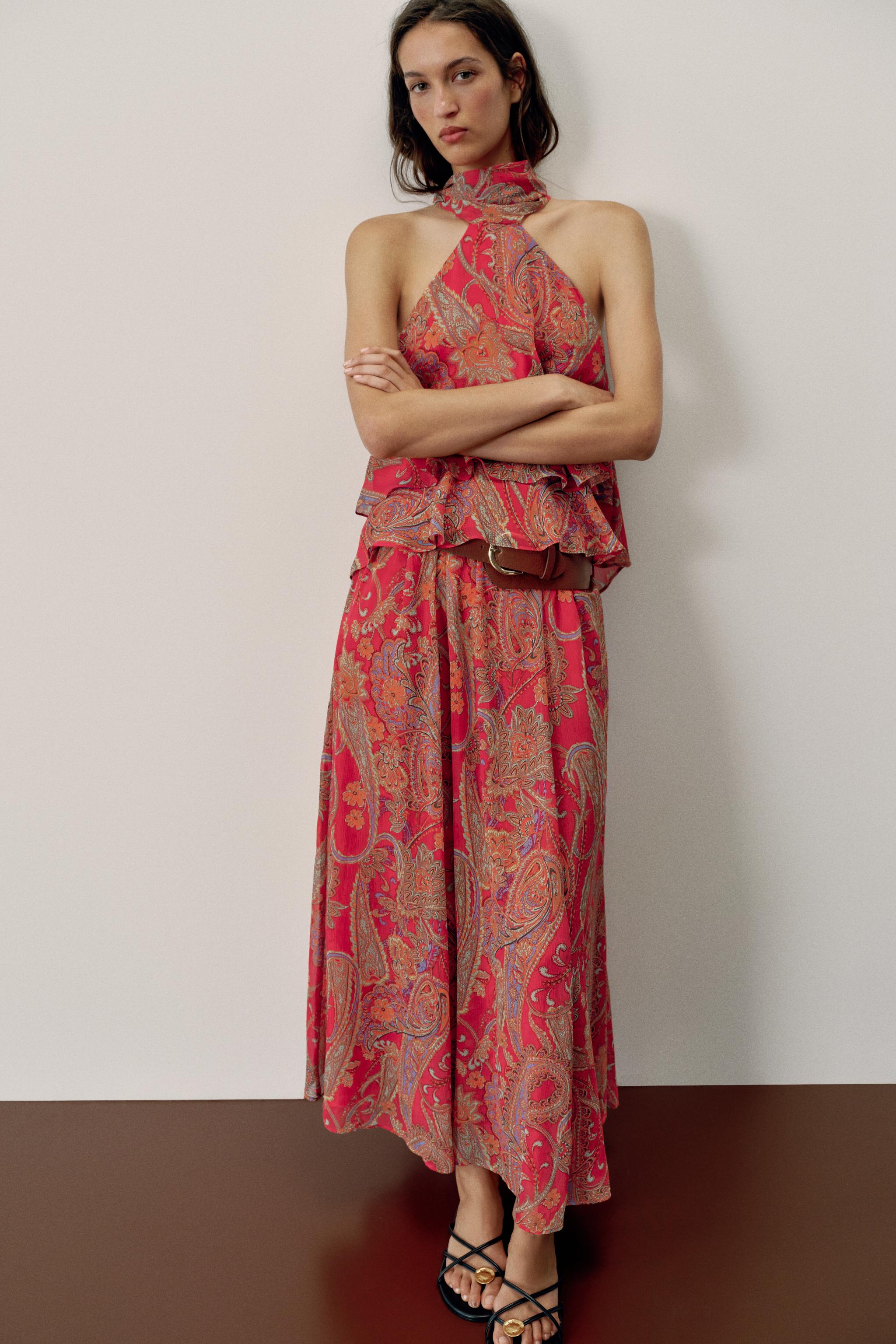 BELTED PRINTED SKIRT