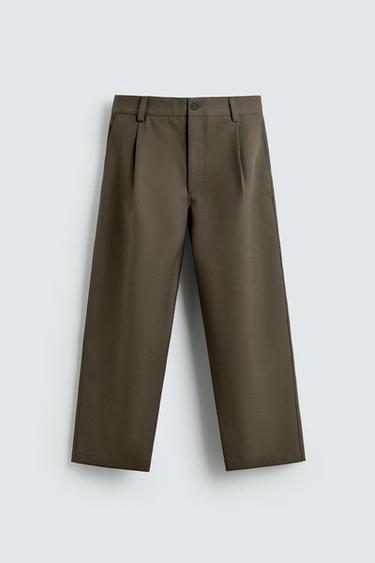 Zara PLEATED BALLOON FIT PANTS - Khaki