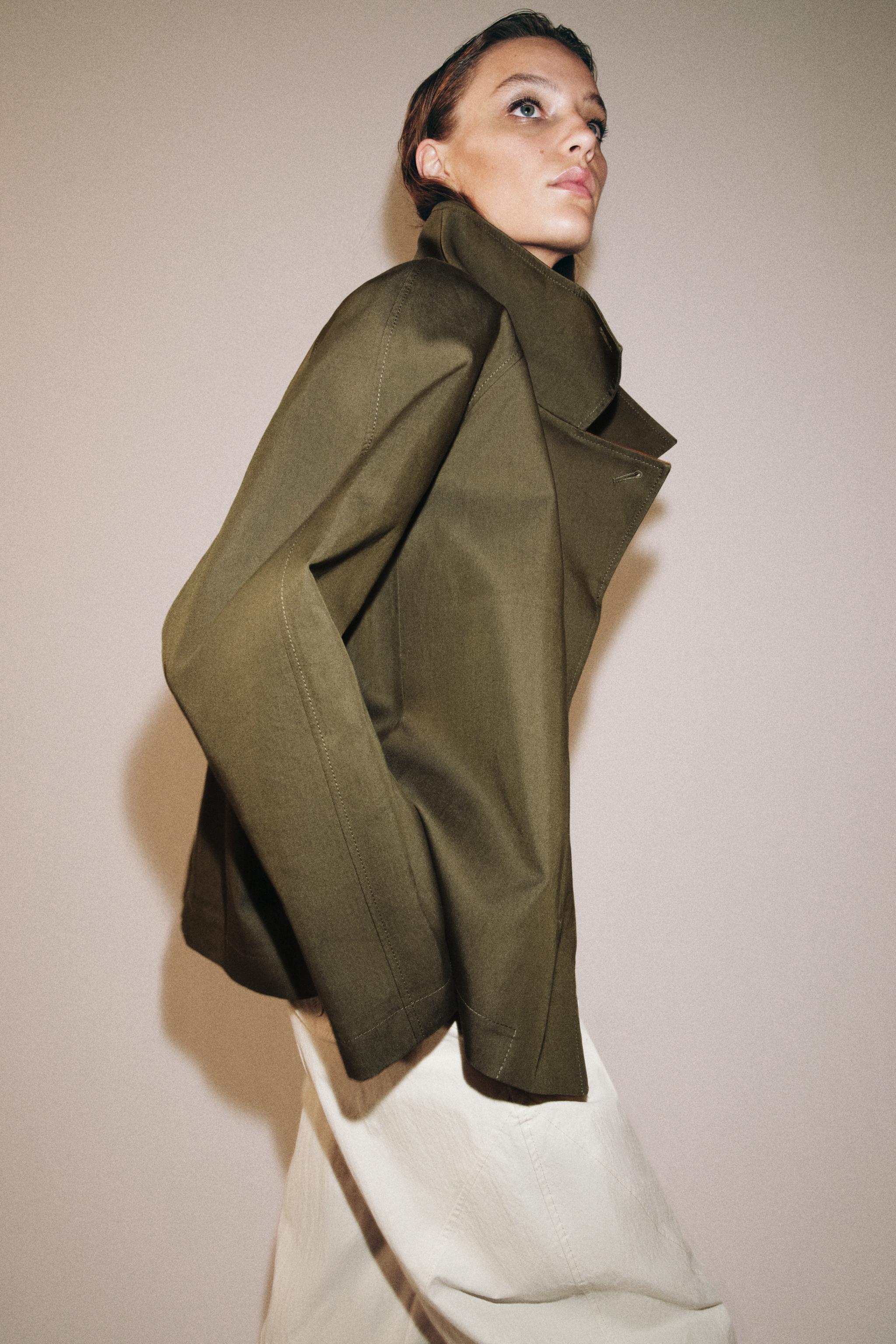 ZW COLLECTION SHORT HIGH-NECK TRENCH COAT