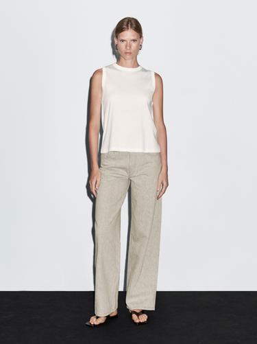 Jeans wide leg tiro medio - Cuerda de Zara