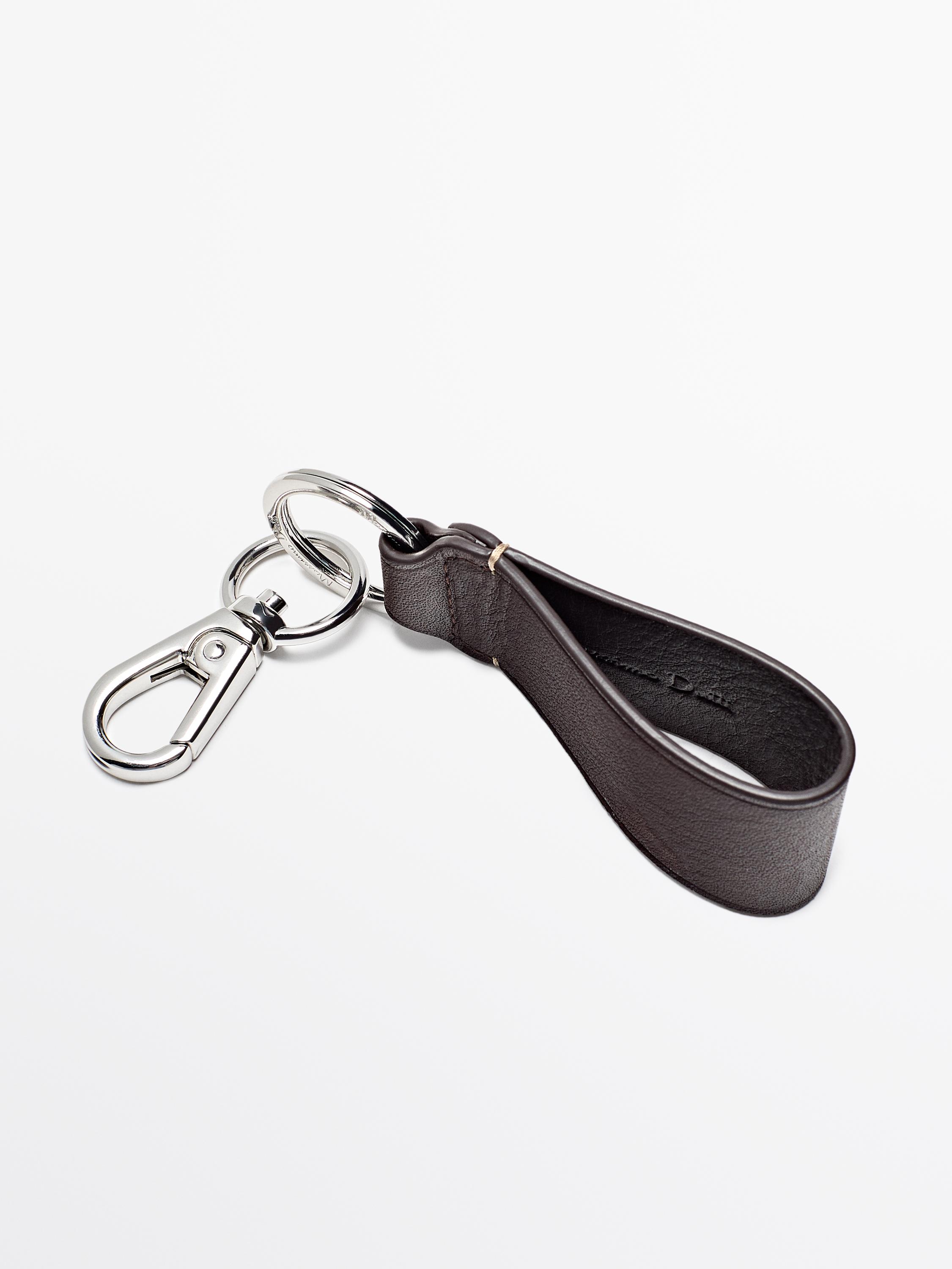 Leather key ring with lobster clasp - Brown | ZARA Canada