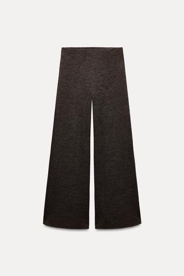 PANTALÓN ANCHO SOFT PIQUÉ - Marrón vigoré de Zara