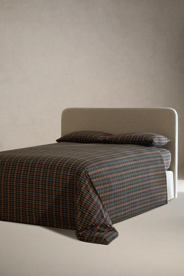 HOUSSE DE COUETTE EN FLANELLE À CARREAUX - Bleu de Zara - Image 1
