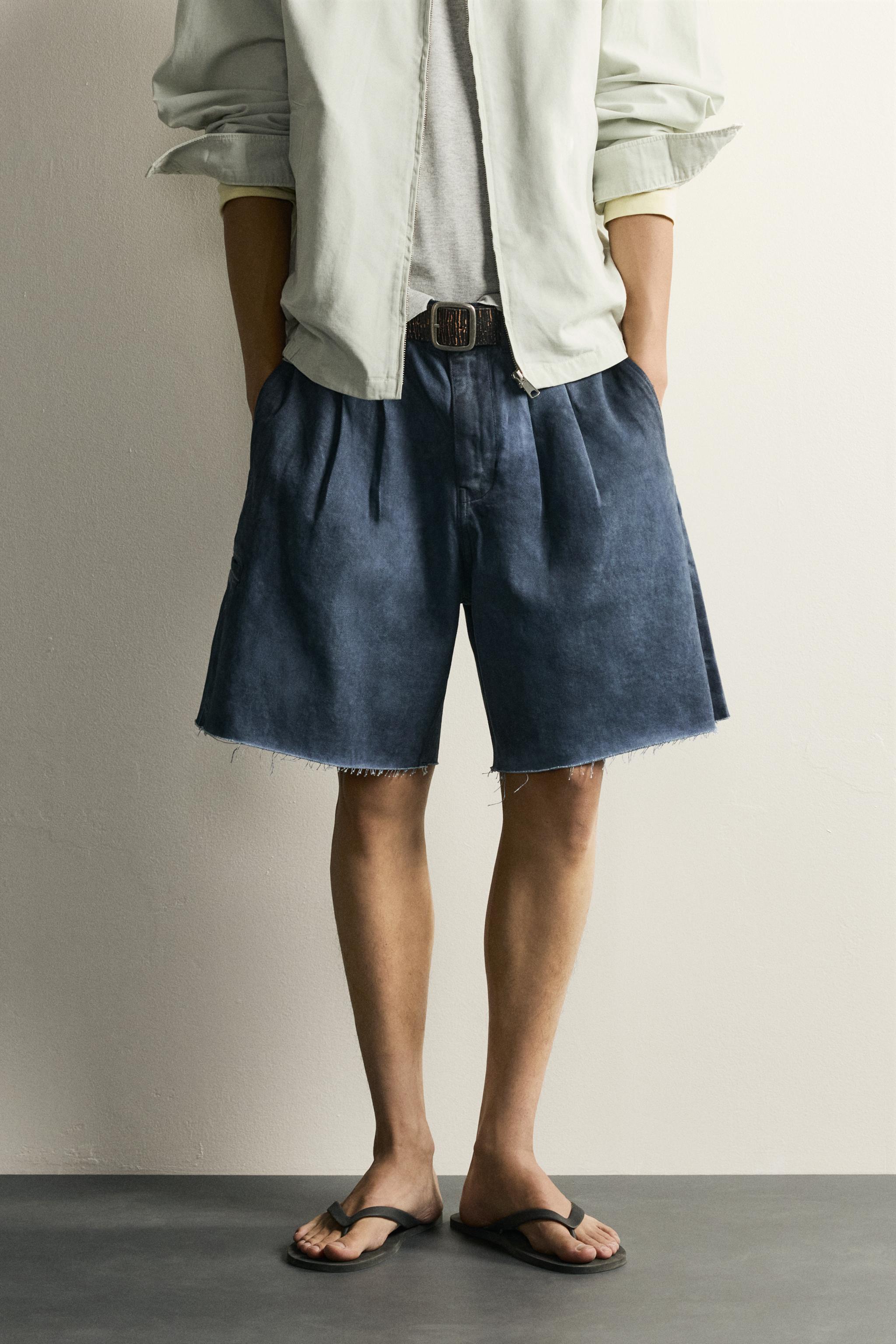 RELAXED FIT IRREGULAR WASH SHORTS
