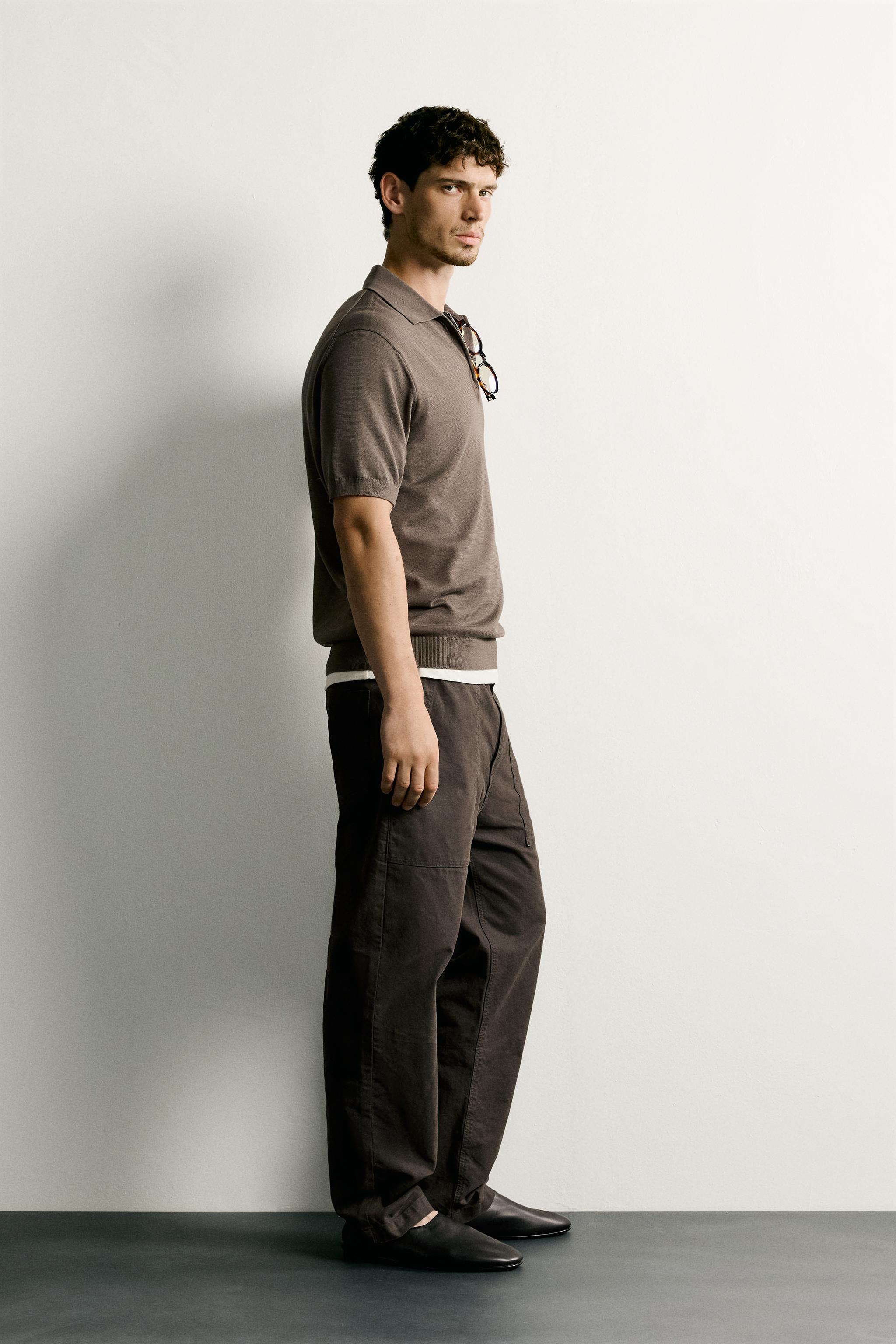 Zara FERMUARLI REGULAR FIT TRİKO POLO görsel 4