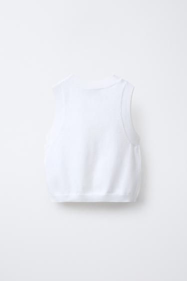 KNITTED SEQUIN TOP - Ecru by Zara - Image 1