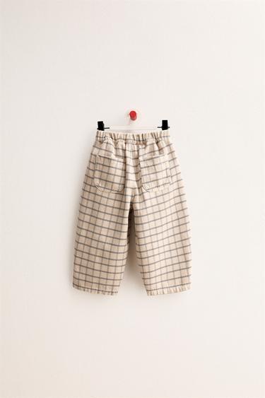 ZARA TIMELESS - PANTALON BAGGY EN SERGÉ À CARREAUX - Écru / Bleu de Zara - Image 1