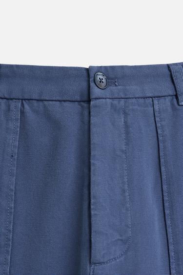 STRAIGHT-LEG CANVAS TROUSERS - Blue by Zara - Image 8